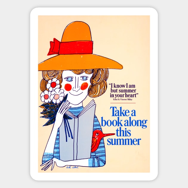 Take A Book Along This Summer! 1966 by Bill Sokol Sticker by rocketshipretro